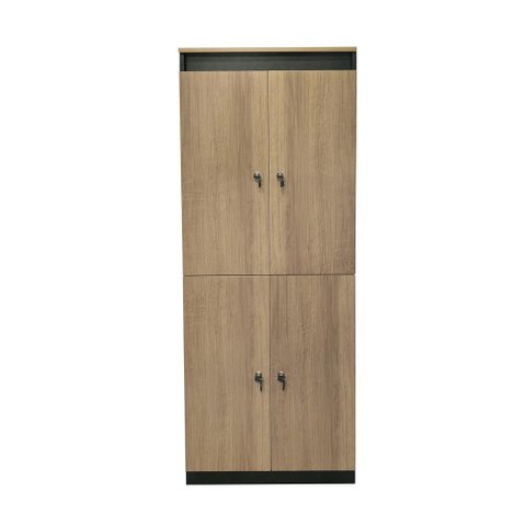 Armário Locker 4 Portas com Chave Multiuso para Academia Escritório e Vestiário ME4204 Amêndoa/