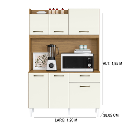 Cozinha Compacta 1,20 M Berlim 6 Portas e 1 Gaveta Atacama Off White - Aramóveis - 4