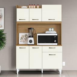 Cozinha Compacta 1,20 M Berlim 6 Portas e 1 Gaveta Atacama Off White - Aramóveis - 1