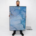 Ver imagem 2 de Quadro Decorativo em Canvas Abstrato Azul Diamante TaColado Moldura Flutuante 4,5cm Freijó 120 x 80c