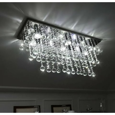 Lustre de Cristal Legítimo 80x25 Cm para Sala de Jantar