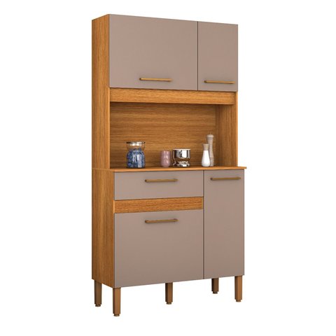 Armário Cozinha 90cm Pequeno Apartamento Multiuso 4 Portas:Connect