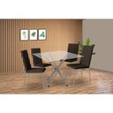 Ver imagem 1 de Conjunto: Mesa Sala Jantar Volga C/ Tampo de Vidro 90cm e 4 Cadeiras Amsterdã Niquel - Courano