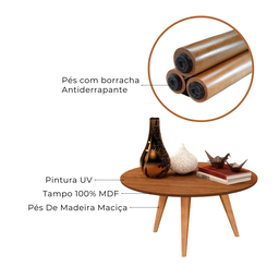 Mesa De Centro Márcia iGA Sala Luxo Pés De Madeira Maciça - 5