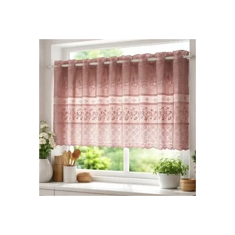 Cortina Pia/Balcão/Banheiro/Cozinha Renda Varias Estampas:Rose