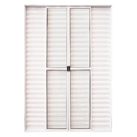 Porta de Aluminio Balcão 6 Folhas com Trinco Linha Leve:2,10 X 1,50/branco