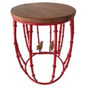 Ver imagem 3 de Banqueta Rústica Em Ferro Verniz Com Passarinhos Para Varandas - Vermelho Claro