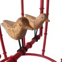 Ver imagem 6 de Banqueta Rústica Em Ferro Verniz Com Passarinhos Para Varandas - Vermelho Claro