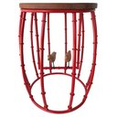 Ver imagem 1 de Banqueta Rústica Em Ferro Verniz Com Passarinhos Para Varandas - Vermelho Claro