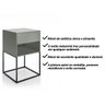 Kit 02 Mesas de Cabeceira Industrial Pé de Aço 1 Gaveta 1 Nicho - Cinza/pé Preto - Lh Móveis - 8