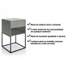 Kit 02 Mesas de Cabeceira Industrial Pé de Aço 1 Gaveta 1 Nicho - Cinza/pé Preto - Lh Móveis - 3