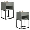Kit 02 Mesas de Cabeceira Industrial Pé de Aço 1 Gaveta 1 Nicho - Cinza/pé Preto - Lh Móveis - 1