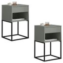 Ver imagem 1 de Kit 02 Mesas de Cabeceira Industrial Pé de Aço 1 Gaveta 1 Nicho - Cinza/pé Preto - Lh Móveis
