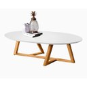 Ver imagem 2 de Mesa de Centro Sala Classic Oval com Pés em Madeira Maciça