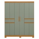 Ver imagem 3 de Guarda Roupa Solteiro Olímpia 10 Portas 2 Gavetas Cinamomo/sálvia - Móveis Albatroz