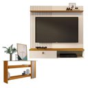 Ver imagem 1 de Estante Home Theater Suspenso Íris com Aparador Frizz Cinamomo Off White - Madetec