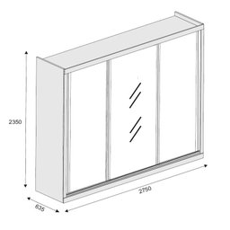 Guarda Roupa 3 Portas York 100% Mdf com Espelho Branco - Móveis Europa - 4