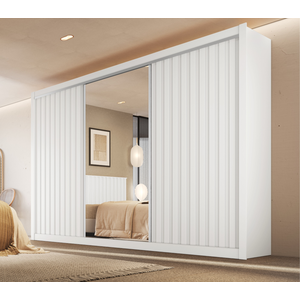 Guarda Roupa 3 Portas York 100% Mdf com Espelho Branco - Móveis Europa