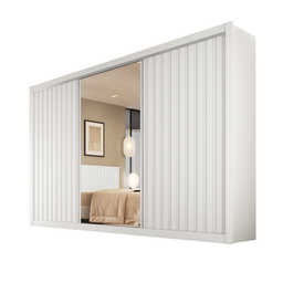 Guarda Roupa 3 Portas York 100% Mdf com Espelho Branco - Móveis Europa - 2