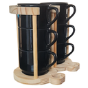 Ver imagem 1 de Kit Jogo 6 Xicaras Café/chá 200ml C/ Suporte Pinus Preta