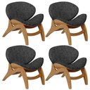 Ver imagem 1 de Kit 4 Poltronas Decorativa Orgânica Sala Living Kadosh L02 Linho Chumbo - Lyam Decor
