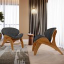 Ver imagem 2 de Kit 4 Poltronas Decorativa Orgânica Sala Living Kadosh L02 Linho Chumbo - Lyam Decor