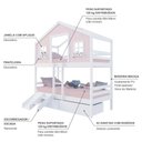 Ver imagem 4 de Beliche Casinha Dos Sonhos com 02 Gavetas Kit Escada/ Escorregador Madeira Maciça Rosa/ Branco