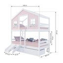 Ver imagem 3 de Beliche Casinha Dos Sonhos com 02 Gavetas Kit Escada/ Escorregador Madeira Maciça Rosa/ Branco