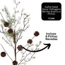 Ver imagem 4 de Galho Decor Natal Folhagens Berries Branco e Pinhas Rústico 62cm - Magizi