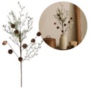Ver imagem 3 de Galho Decor Natal Folhagens Berries Branco e Pinhas Rústico 62cm - Magizi