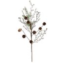 Ver imagem 1 de Galho Decor Natal Folhagens Berries Branco e Pinhas Rústico 62cm - Magizi