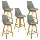 Ver imagem 1 de Kit 5 Banquetas Monty Leda Luisa Saarinen Alta Base Fixa Madeira