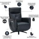 Ver imagem 7 de Poltrona de Massagem Reclinável Elétrica com Aquecimento Bravinni L07 Couríssimo Preto - Lyam Decor