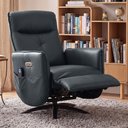 Ver imagem 1 de Poltrona de Massagem Reclinável Elétrica com Aquecimento Bravinni L07 Couríssimo Preto - Lyam Decor