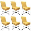 Ver imagem 1 de Kit 06 Cadeira Ana Giratória Metal Com Rodízio Suede Mostarda E Sintético Amarelo