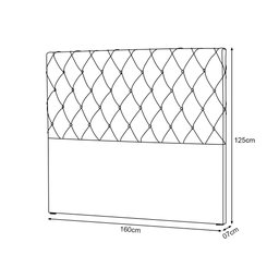Cabeceira Queen Capitonê para Colchão 158x198cm Chicago 160cm Veludo Cinza - Luxo Estofados - 3