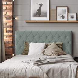 Cabeceira Queen Capitonê para Colchão 158x198cm Chicago 160cm Veludo Cinza - Luxo Estofados - 1