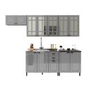 Ver imagem 3 de Cozinha  Americana Modulada Balcão para Pia Sem Tampo Aéreos com Vidro Reflecta Balcão 80cm Armário Geladeira Compacta 5 Peças Paris