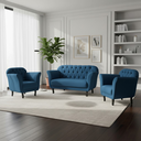 Ver imagem 2 de Kit Namoradeira + 2 Poltronas Decorativa Dália Bouclé Azul Marinho