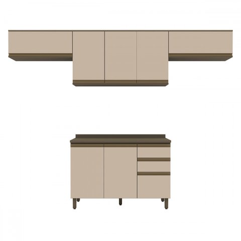 Cozinha Compacta Connect 8 Portas 2 Gavetas 100% Mdf Duna/cristal - Henn