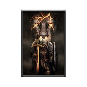 Quadro Decorativo 40x60cm Canvas Leão Cavaleiro Medieval Art019
