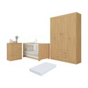 Ver imagem 1 de Quarto de Bebê Completo Berço Americano 3 em 1 Colchão Encanto Multimóveis Mp4601 Madeirado