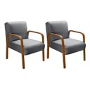 Ver imagem 1 de Kit 02 Poltronas Anita Cadeira Decorativa Recepção Escritório Quarto Sala - Linho Cinza