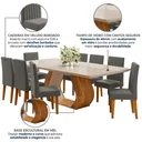 Ver imagem 6 de Conjunto de Sala de Jantar 8 Lugares Retangular Tampo em Vidro e MDF Renova Yescasa Cinza/Mel/Off White