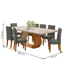 Ver imagem 3 de Conjunto de Sala de Jantar 8 Lugares Retangular Tampo em Vidro e MDF Renova Yescasa Cinza/Mel/Off White
