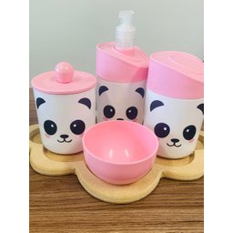 Kit Higiene Panda I Baby - Rosa C/bandeja Nuvem Crua - 1