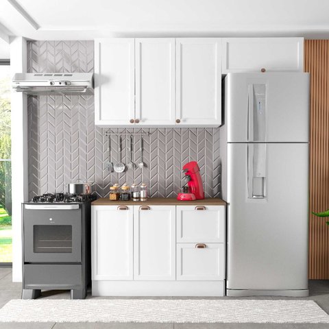 Cozinha Clássica Compacta 4 Peças 200cm Unna Poliman Móveis