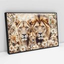 Ver imagem 2 de Quadro Decorativo Florido Família Leão e Leoa com Filhote Sala Quarto Casa Escritório 120x180