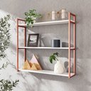 Ver imagem 1 de Prateleira Industrial 3 Níveis Rose Gold Mdf Branco