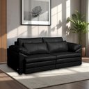 Ver imagem 1 de Sofá Retrátil 3 Lugares Bipartido Sala de Estar Piece 215cm Couro Preto G58 - Gran Belo